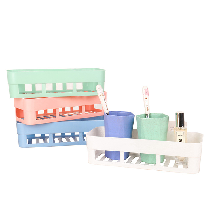 Bathroom non-perforated plastic storage rack, bathroom toiletries storage rack, multi-functional perforated empty storage rack