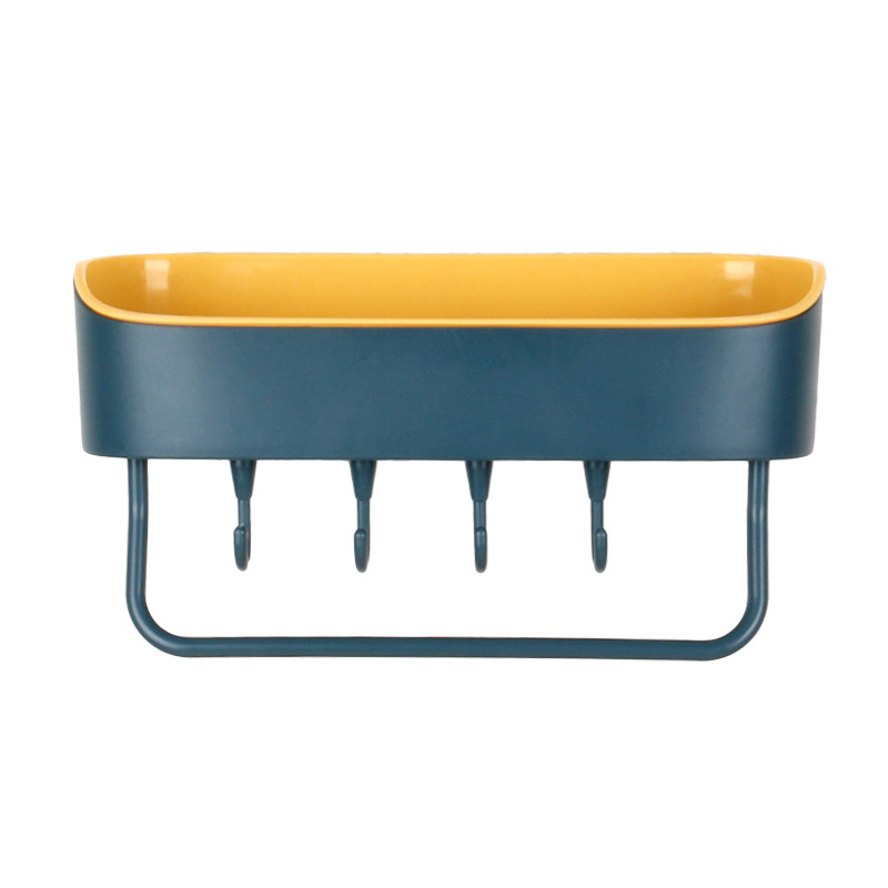 Powerful, seamless, non-drilling, water-draining storage rack, multi-functional hook storage rack, bathroom, toilet and kitchen storage rack Item Picture