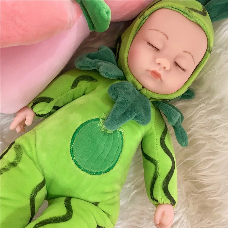 Soothing simulation baby doll, soft rubber girl gift, fruit vinyl doll, washable sleeping plush toy details Picture