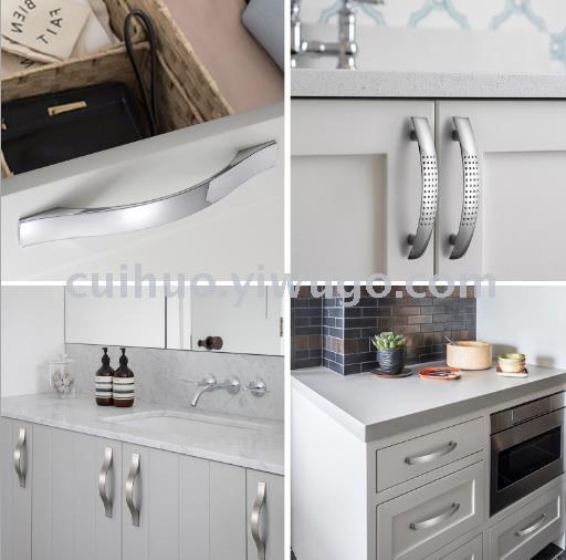 Modern and simple bright chrome, brushed, nickel brushed cabinet drawer handle solid aluminum alloy pull Application Scenario