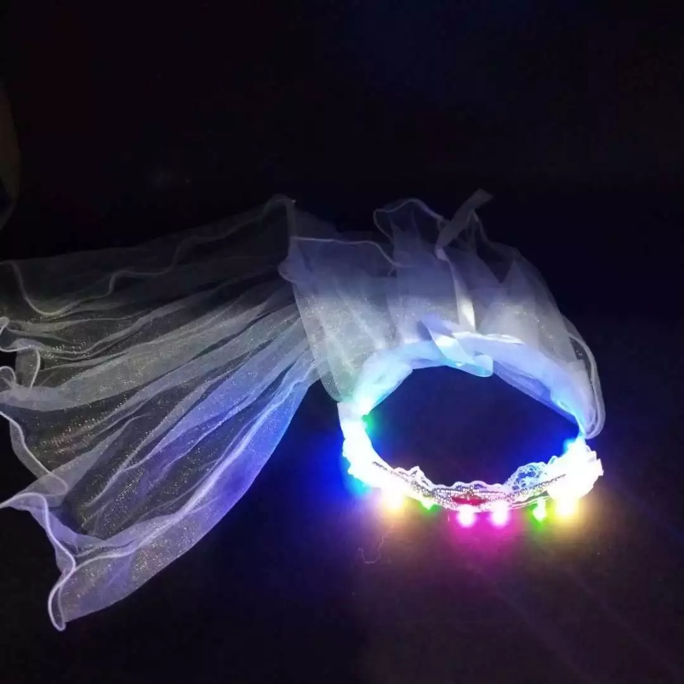 Night market LED illuminated children's crown veil, street stall headwear garlands, Korean-style children's crown hair accessories, children's accessories Specification drawing