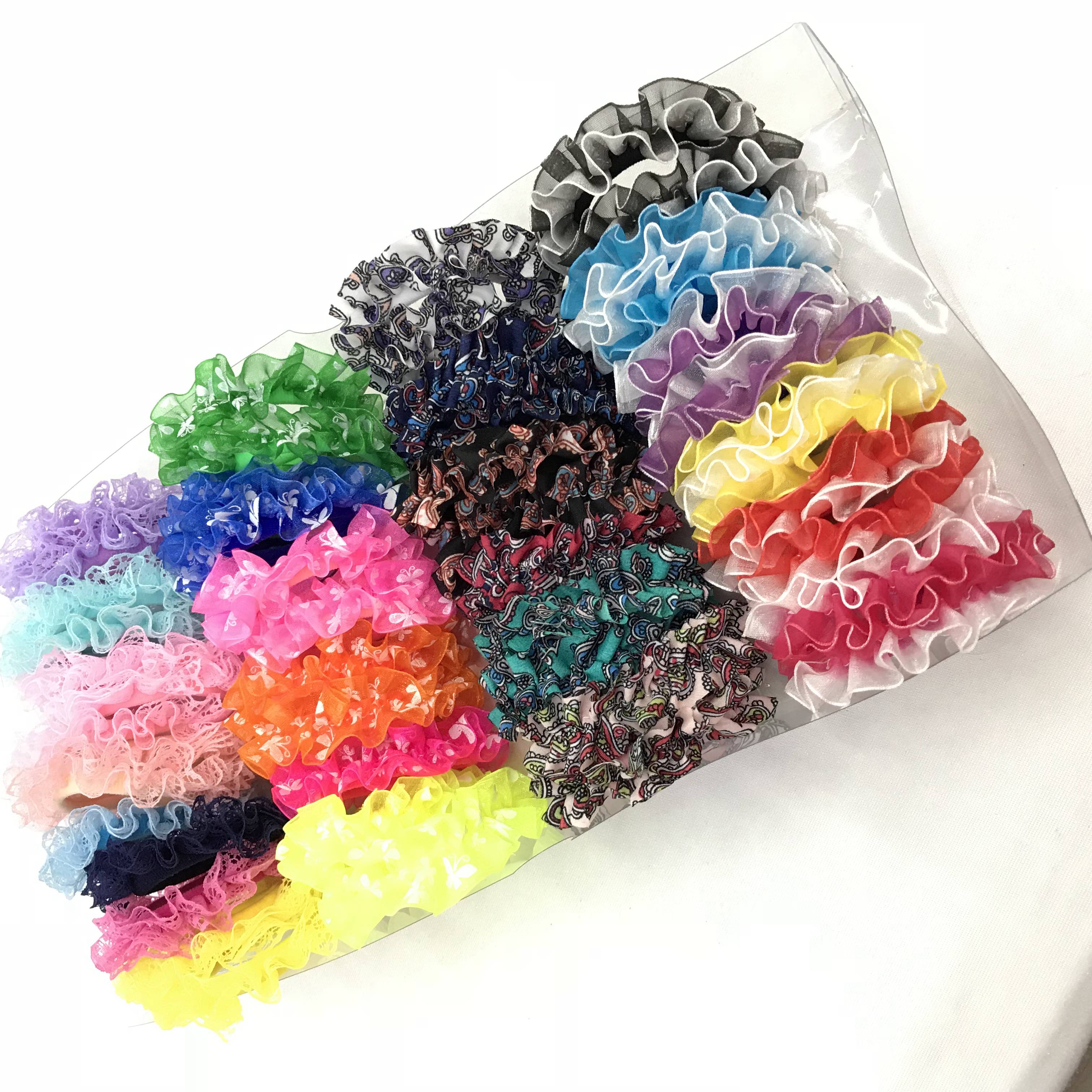 Lace lace ruffled chiffon fabric thick wreath nylon high stretch hair band