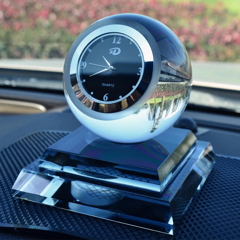 Car crystal perfume holder, crystal ball with watch, car perfume holder, car creative gift decoration, interior decoration full figure