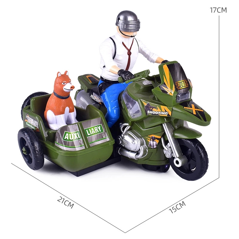 Wholesale of popular toys such as PUBG motorcycles, lights, music, electric omnidirectional toy cars, and children's street stalls Specification drawing