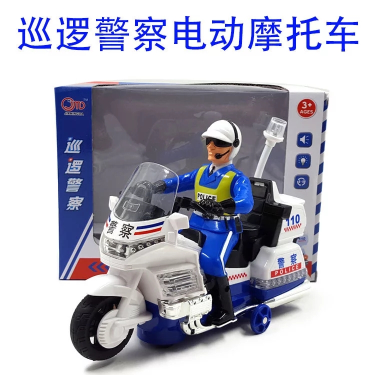 Electric patrol police, motorcycles with lights, music, omnidirectional police, and educational electric toys are selling well at street stalls full figure