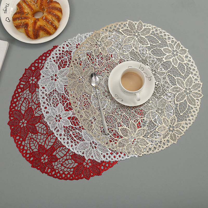 Creative placemats 40cm, heat insulation pads for Western restaurants, PVC oil-resistant table MATS for home dining table decoration, floral coffee coasters full figure