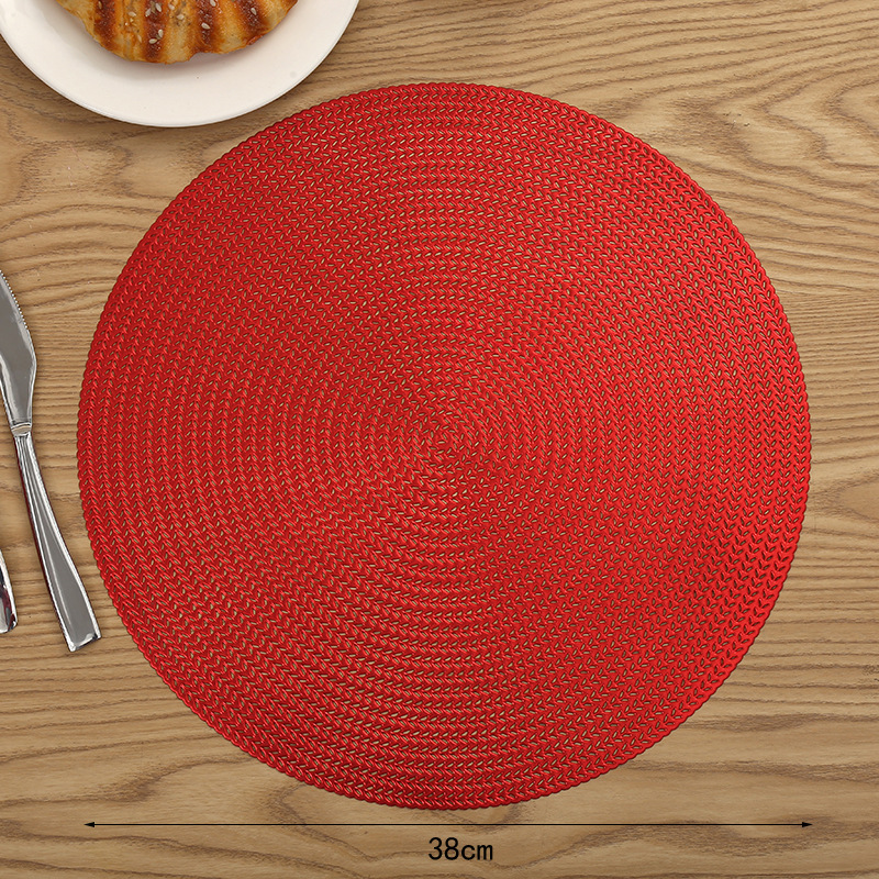 PVC gold-embossed hollowed-out placemats, heat-insulating restaurant decoration, round placemats, simple rectangular wheat ear woven table MATS Application Scenario