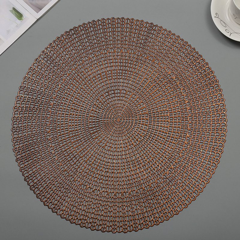 Customized coffee coasters, metal glossy round pvc placemats, Nordic heat-resistant and heat-insulating table MATS, steak plate MATS Specification drawing