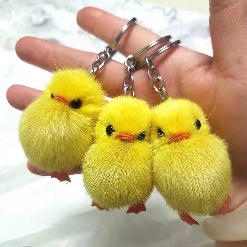 New duckling pendants, cute mink and yellow duck mini pendants, keychains, fur pendants, bestsellers at street stalls Specification drawing