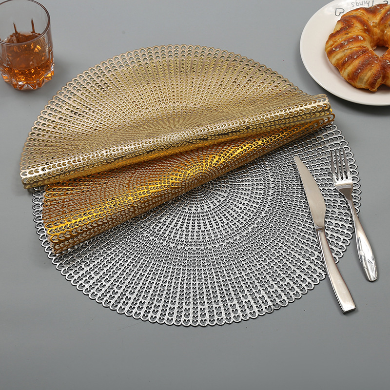 Customized coffee coasters, metal glossy round pvc placemats, Nordic heat-resistant and heat-insulating table MATS, steak plate MATS full figure