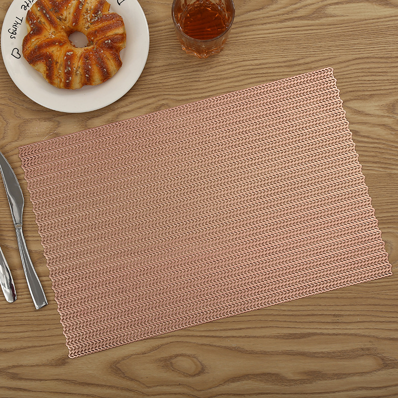 PVC gold-embossed hollowed-out placemats, heat-insulating restaurant decoration, round placemats, simple rectangular wheat ear woven table MATS Specification drawing