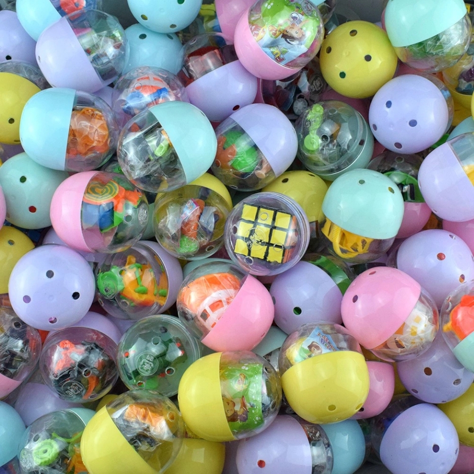 47*55MM macaron-colored gacha balls, 2 yuan coin-operated fun egg oval gacha machine, Paipai Le Street Stall, hot sale Application Scenario