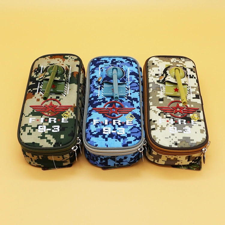 Lezhiyuan Tank camouflage Pencil Case, Primary school stationery box, Children's zipper Oxford Cloth Pencil case wholesale Pencil case details Picture