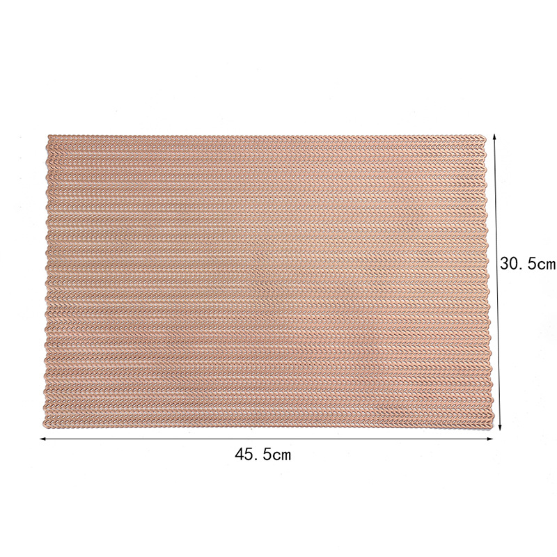 PVC gold-embossed hollowed-out placemats, heat-insulating restaurant decoration, round placemats, simple rectangular wheat ear woven table MATS Item Picture