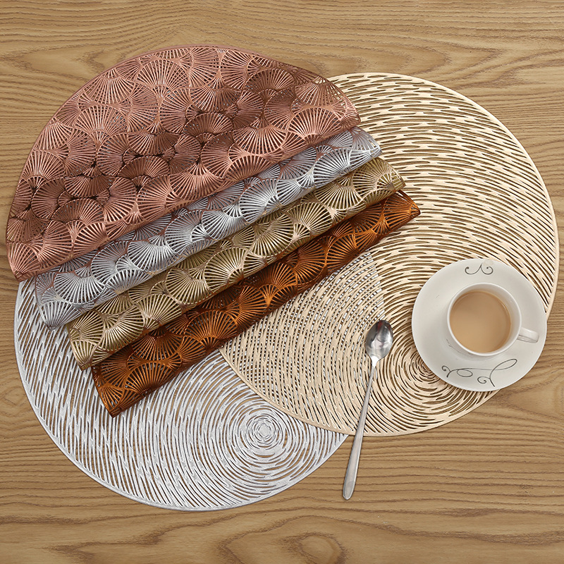 Creative Western placemats, coffee coasters, pvc starry sky round solid color hollowed-out personalized table MATS, plate MATS, bowl MATS, heat insulation MATS details Picture