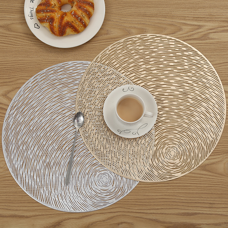 Creative Western placemats, coffee coasters, pvc starry sky round solid color hollowed-out personalized table MATS, plate MATS, bowl MATS, heat insulation MATS full figure