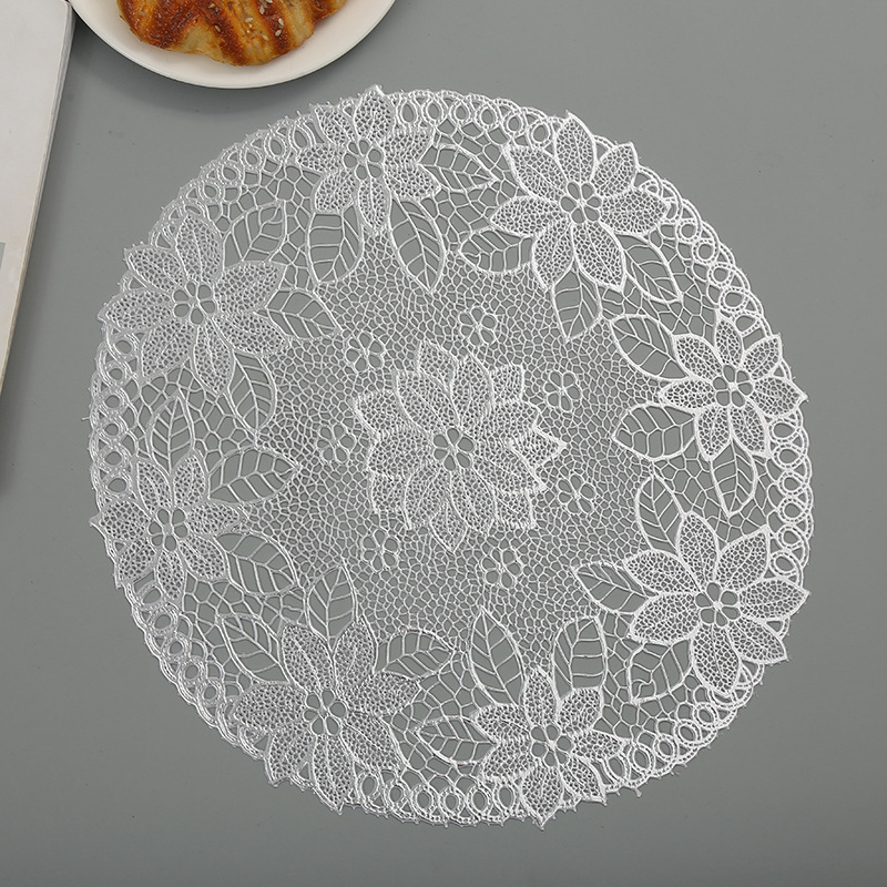 Creative placemats 40cm, heat insulation pads for Western restaurants, PVC oil-resistant table MATS for home dining table decoration, floral coffee coasters Specification drawing
