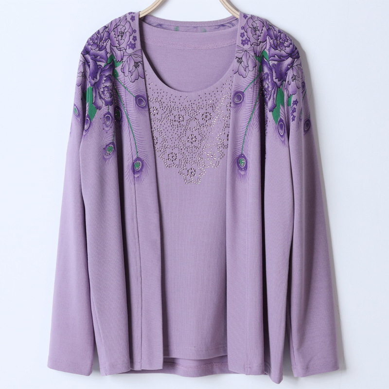 Two-piece knitted sweater, cardigan, middle-aged and elderly women's top, spring and autumn light jacket, short style, 40 years old, 50 Specification image