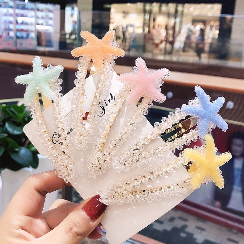 【 High cost-performance Bulk 】 Korean simple candy-colored one-piece clip, cute starfish hair clip, little girl hair clip details Picture