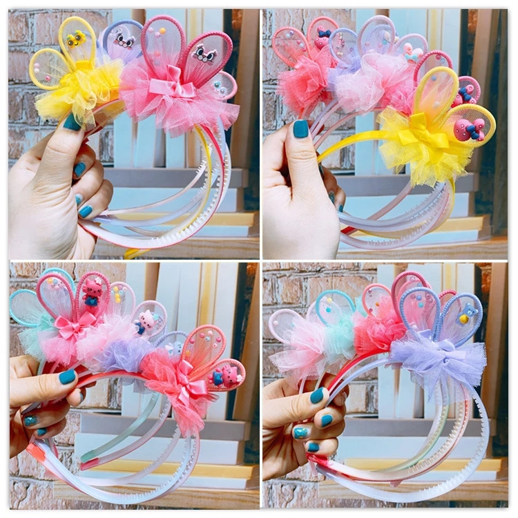 A variety of new hair accessories from South Korea, including Lace Crown cartoon rabbit ear children's hair bands and cute and sweet baby headwear full figure