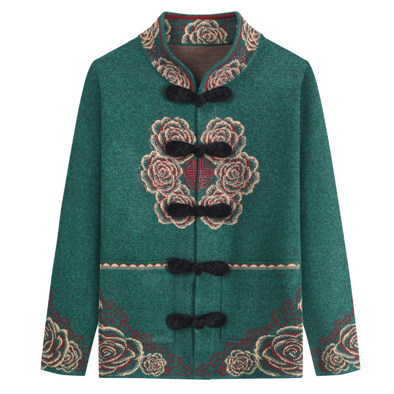 Thick sweaters for middle-aged and elderly people in autumn and winter, cardigans, jackets, Tang suits, and sweaters for grandmothers and elderly women aged 60 to 70 Specification image