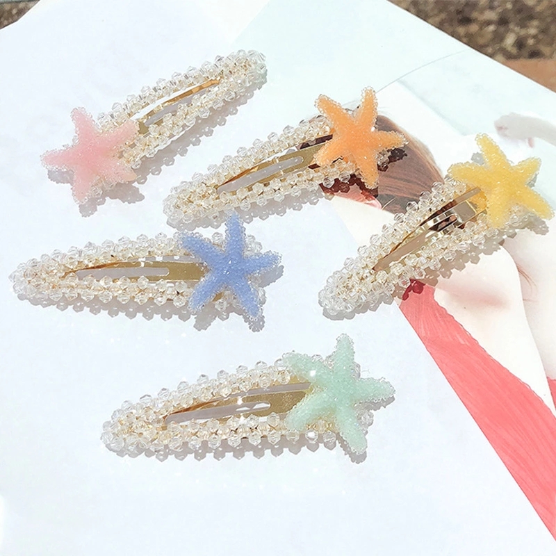 【 High cost-performance Bulk 】 Korean simple candy-colored one-piece clip, cute starfish hair clip, little girl hair clip Specification drawing