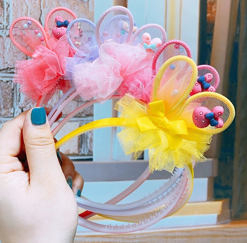 A variety of new hair accessories from South Korea, including Lace Crown cartoon rabbit ear children's hair bands and cute and sweet baby headwear Item Picture