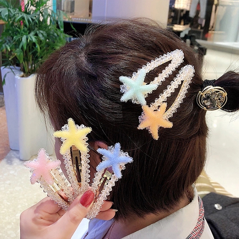 【 High cost-performance Bulk 】 Korean simple candy-colored one-piece clip, cute starfish hair clip, little girl hair clip full figure