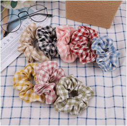 The new Korean version of the checkered colon circle fabric hair circle headwear flower headwear Ladies hair accessories students tie hair band elastic thumbnail