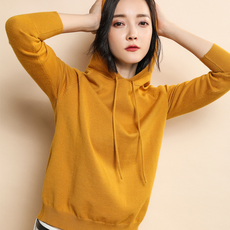 Off-season clearance: Hooded sweater, women's casual fashion hoodie, long-sleeved short loose sweatshirt, pullover, knitted sweater, jacket Item Picture