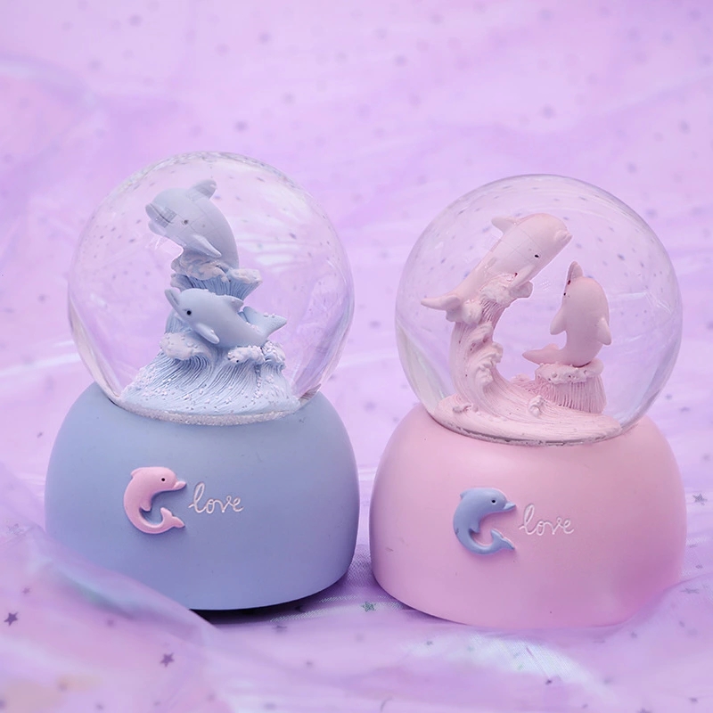 【45#】 Small illuminated crystal ball cartoon resin handicraft Home decoration gift, couple birthday present Specification drawing