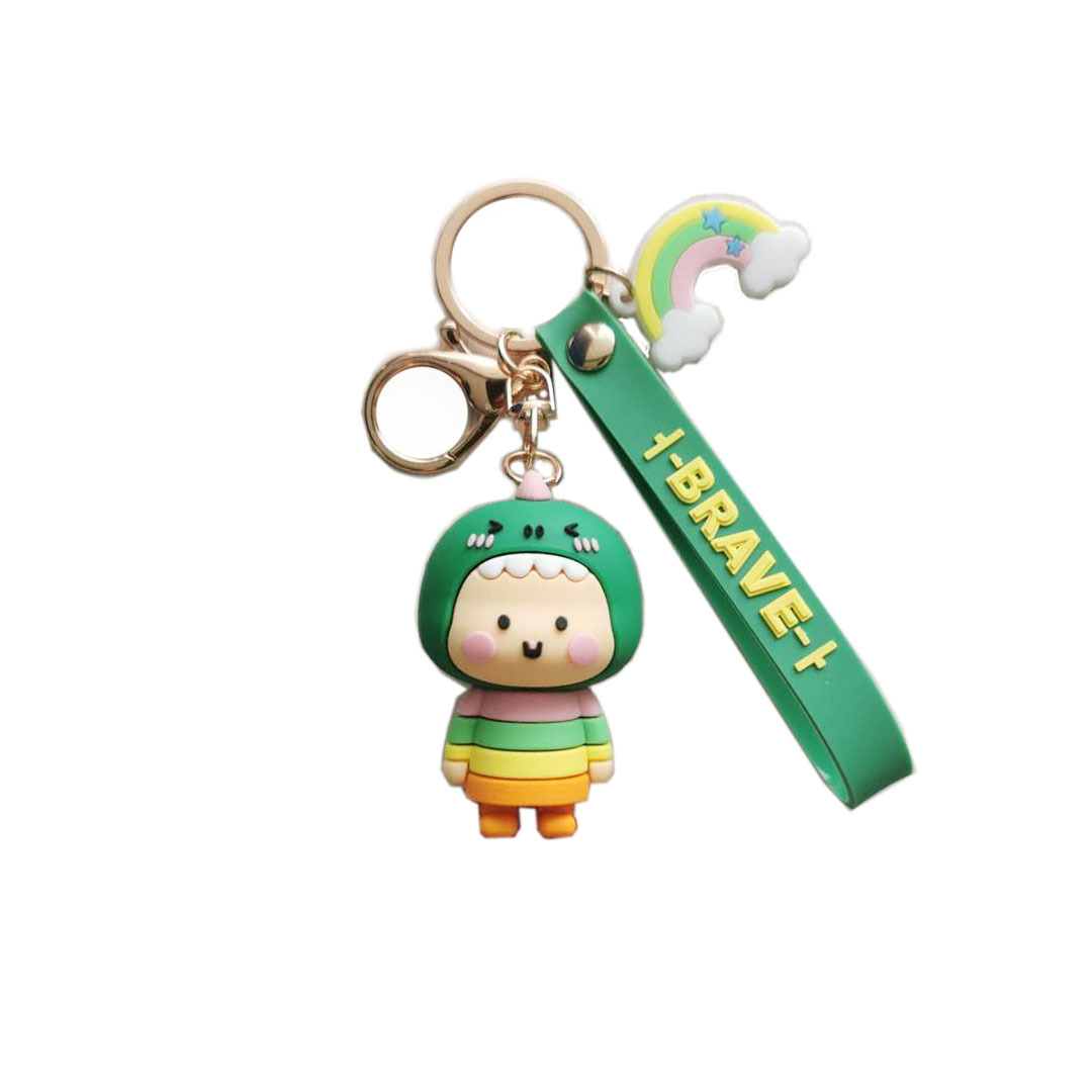 Wholesale trend of cartoon dinosaur sister dolls, car keychains, Korean female creative schoolbags, keys, small pendants and gifts Item Picture
