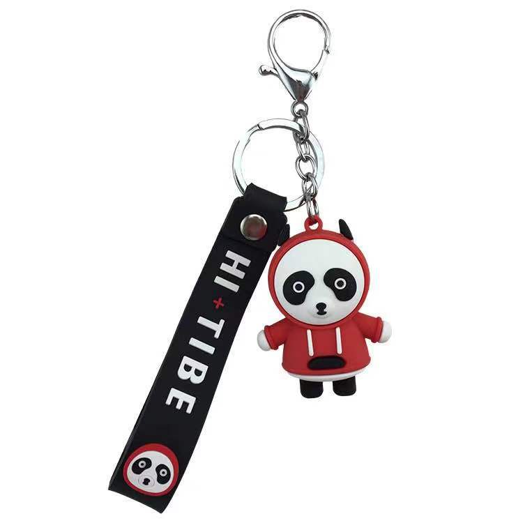 Creative new cartoon panda figurine keychain bag pendant, PVC soft rubber cute hanging decoration factory direct sales Item Picture