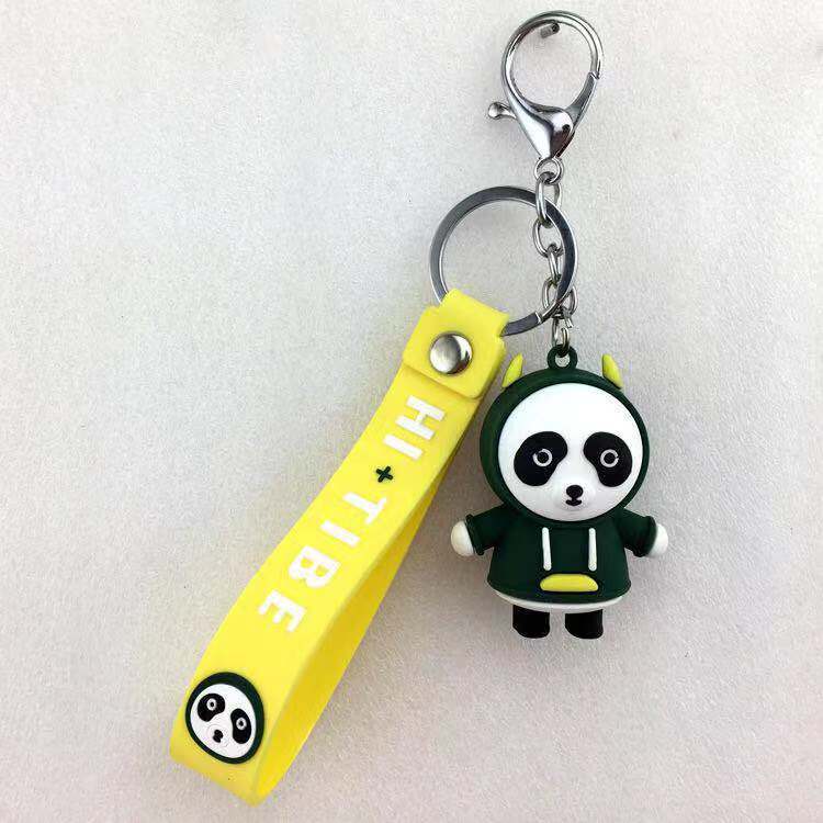 Creative new cartoon panda figurine keychain bag pendant, PVC soft rubber cute hanging decoration factory direct sales details Picture