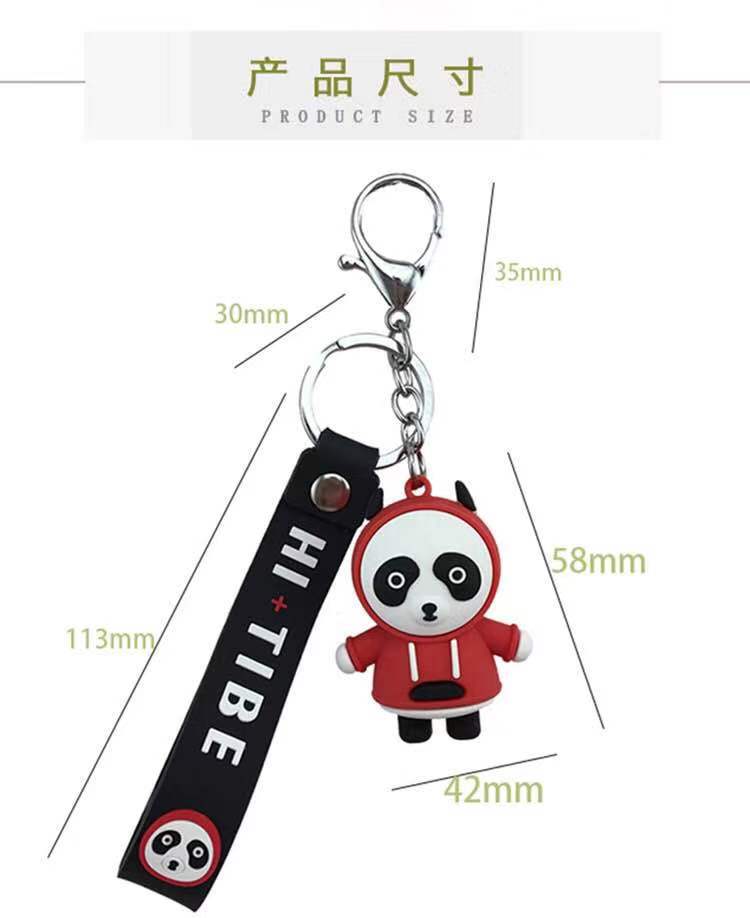 Creative new cartoon panda figurine keychain bag pendant, PVC soft rubber cute hanging decoration factory direct sales Specification image