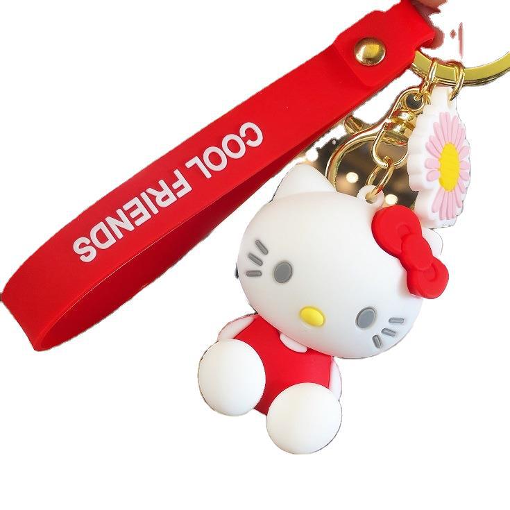 KT Kitty keychains, cartoon car pendants, creative and cute couple bags, key chains, gifts wholesale Item Picture