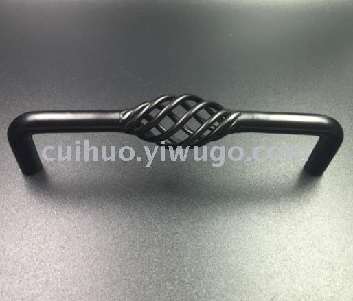 European classic vintage cabinet, wardrobe, birdcage handle, bookcase, drawer, cage handle, black, cyan, antique silver details Picture