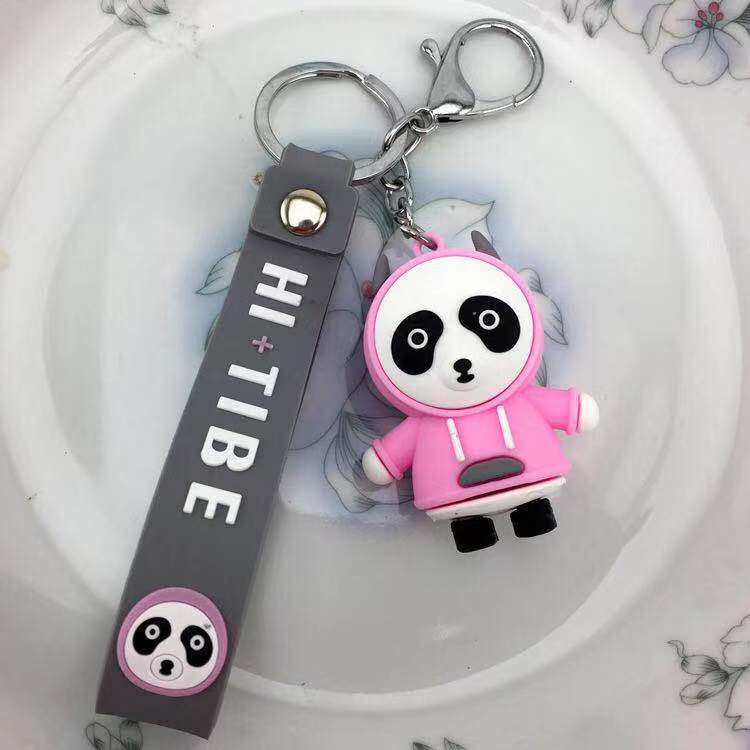 Creative new cartoon panda figurine keychain bag pendant, PVC soft rubber cute hanging decoration factory direct sales Application Scenario