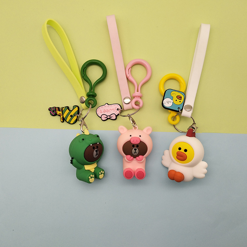 Cartoon jungle Bear series keychains, cute Korean Instagram car key chains, creative bag pendants details Picture