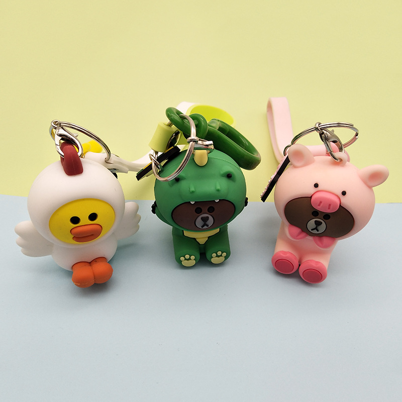 Cartoon jungle Bear series keychains, cute Korean Instagram car key chains, creative bag pendants Specification image