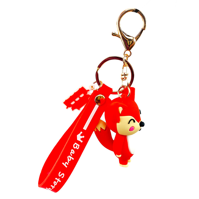 Wholesale of creative fox keychain pendants, cute silicone men's and women's bags, figurines, pendants and event small gifts Item Picture