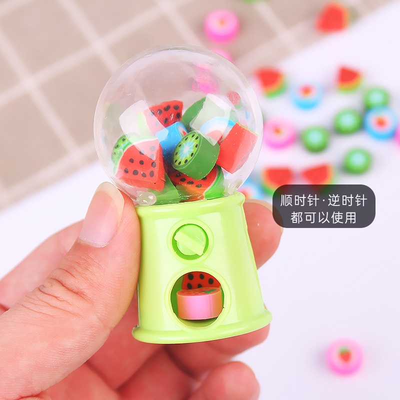 Fun kindergarten mini Gacha machine eraser, cute eraser, learning dual-purpose cartoon fruit toy Specification drawing