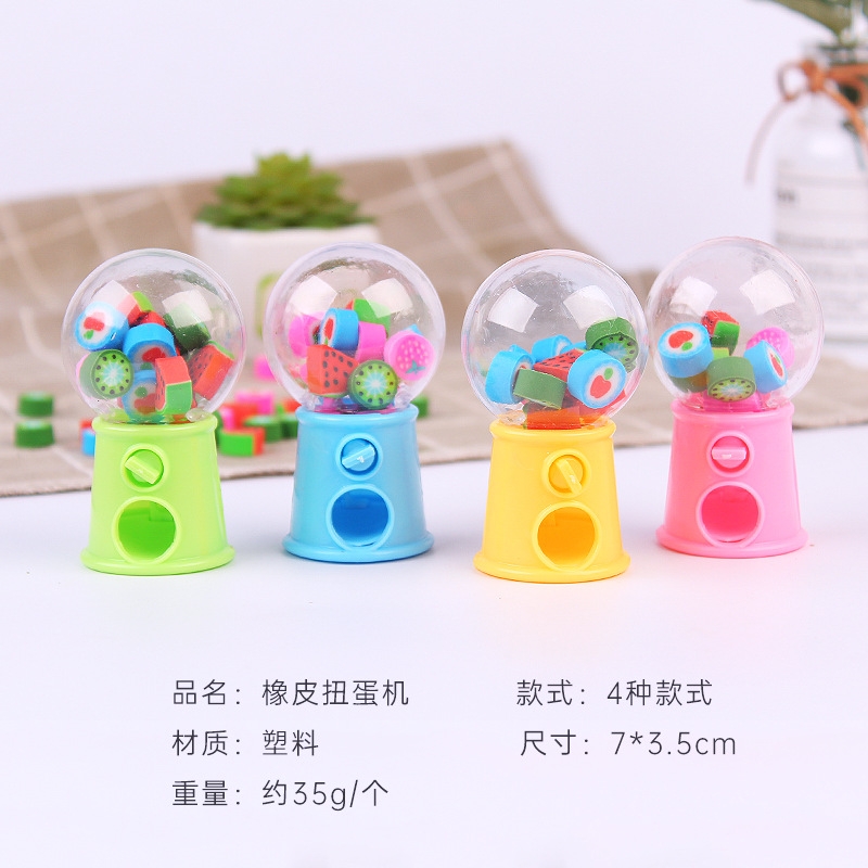 Fun kindergarten mini Gacha machine eraser, cute eraser, learning dual-purpose cartoon fruit toy Application Scenario