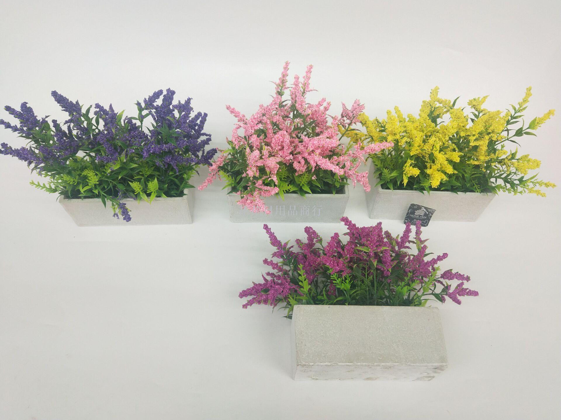 Imitation flowers fake flowers cement basin fence lavender bonsai decoration living room bedroom dining table and so on thumbnail