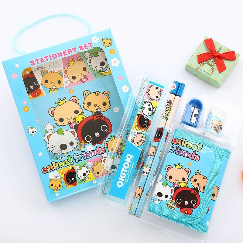 Creative children's wallet combination stationery set, student learning stationery supplies, back-to-school season gifts wholesale h full figure
