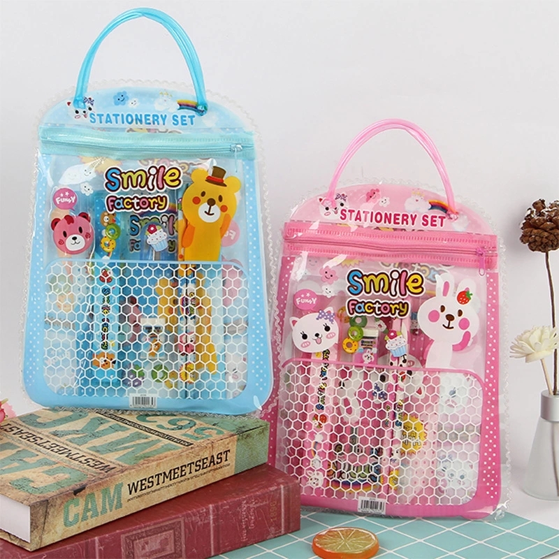 Creative hand-held PVC bag children's cartoon pencil sets are selling well as wholesale stationery for students' back-to-school season full figure