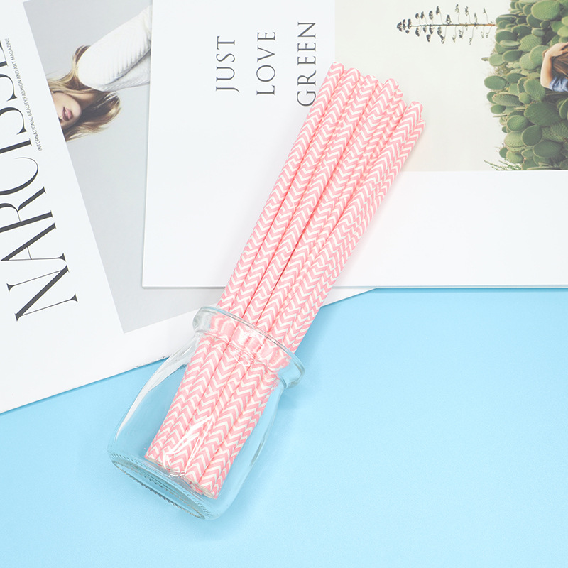 Modern Housewife Color Stripe Disposable Straw Decoration Props Environmental Straw Creative Party Paper Straw Item Picture