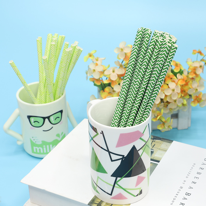 Modern Housewife Color Stripe Disposable Straw Decoration Props Environmental Straw Creative Party Paper Straw details Picture
