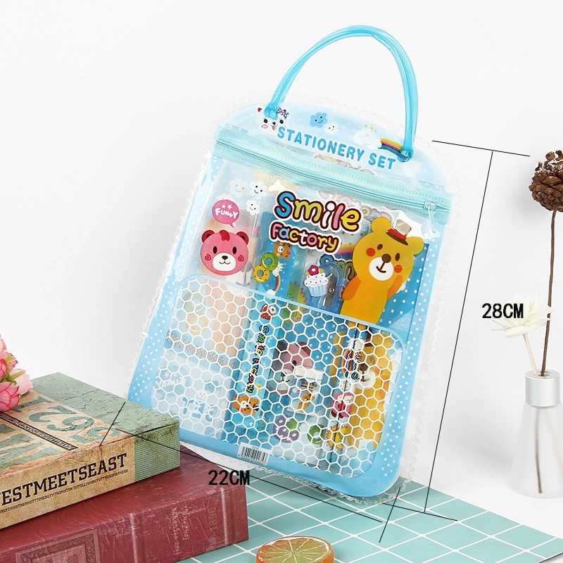 Creative hand-held PVC bag children's cartoon pencil sets are selling well as wholesale stationery for students' back-to-school season Application Scenario