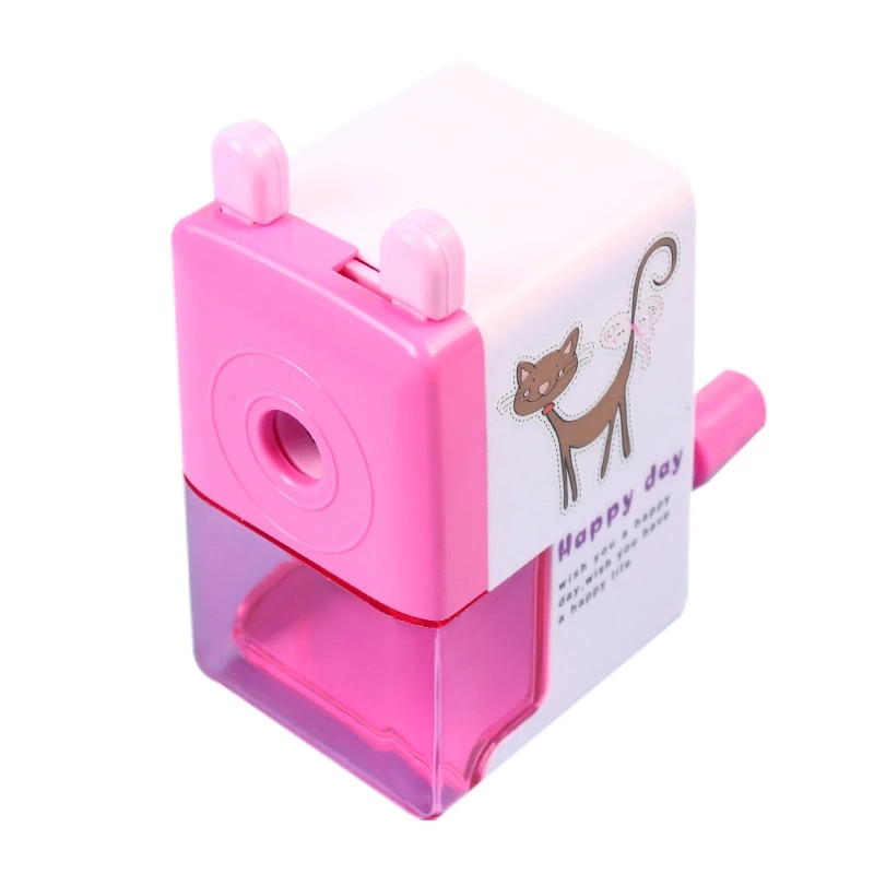 Student stationery wholesale cartoon pen sharpener, hand-cranked pencil sharpener box set, creative and effortless single-hole pen sharpener, pencil sharpener Specification drawing